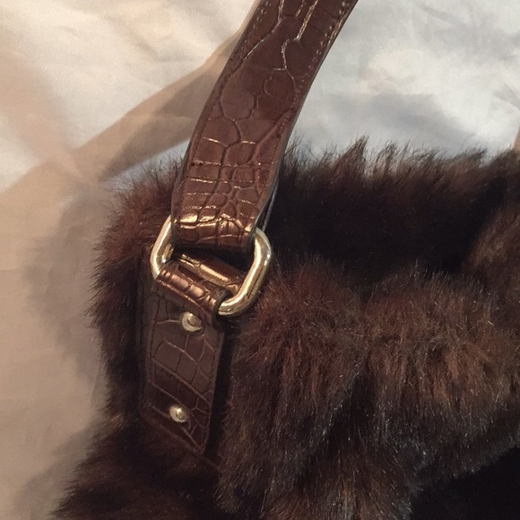 Bath & Body Works Brown Faux Fur Handbag Purse - Picture 3 of 5